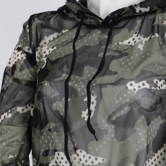 Camouflage mesh hoodie longh crop top - Picture 2 of 4